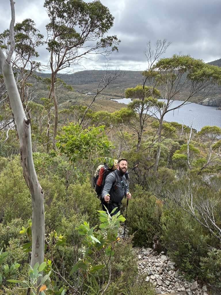 The beginning of the Overland Track, and the first hill near Dove Lake.