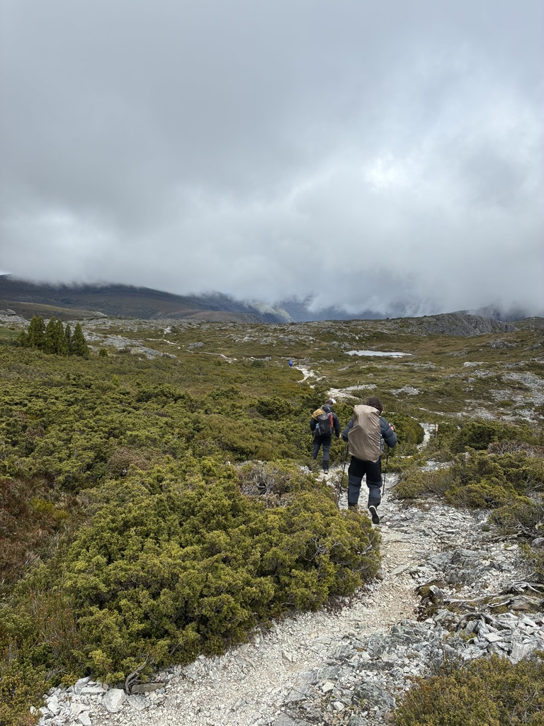 Walking past Cradle Mountain.