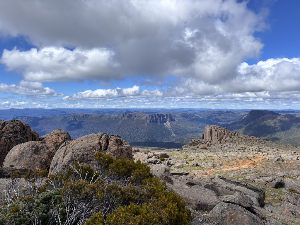 The summit of Mount Ossa, the highest point in Tasmania.